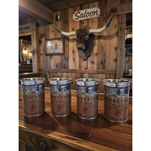 Set of 4 Vintage Pendleton Whisky Tin Drinking Cups - Rodeo Arena Scene - RARE